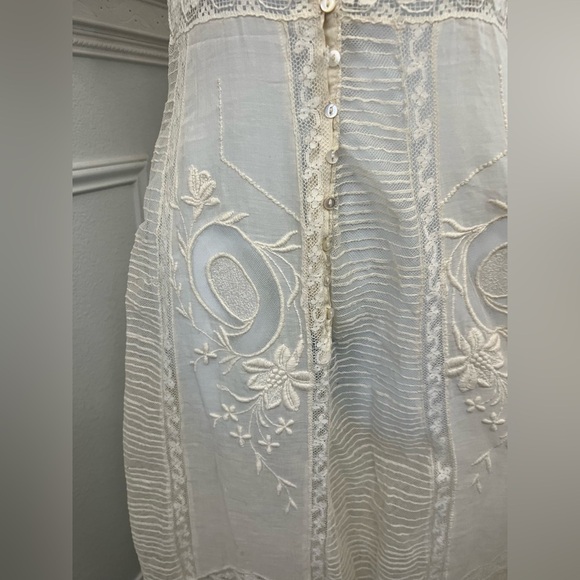 Antique Edwardian Embroidered Lace Tea Dress – 1900s Heirloom Bridal Gown - Picture 4 of 14
